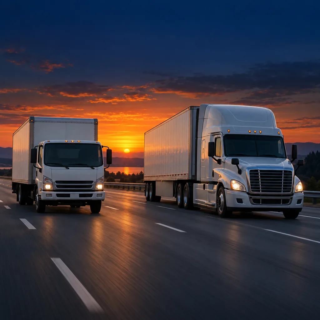 Illustrated highway scene representing the General Knowledge CDL endorsement