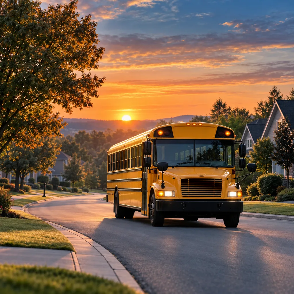 Illustrated school bus scene representing the School Bus CDL endorsement